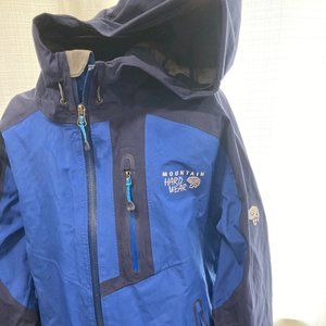 Mountain Hardwear rain jacket for spring skiing (DryQ elite, sm, blue)